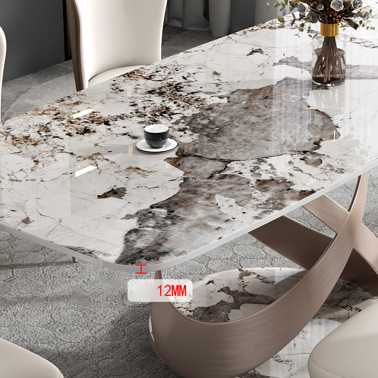 Glam Dining Table Set 1/4/5/7 Pieces Stone Dining Furniture with Chairs Clearhalo 'Dining Room Sets' 'Dining Tables & Seating' 'dining_room_set' 'furn' 'furn_dining_room_set' 'Furniture' 'Kitchen & Dining Furniture' 5446355