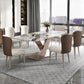 Glam Dining Table Set 1/4/5/7 Pieces Stone Dining Furniture with Chairs Clearhalo 'Dining Room Sets' 'Dining Tables & Seating' 'dining_room_set' 'furn' 'furn_dining_room_set' 'Furniture' 'Kitchen & Dining Furniture' 5446358