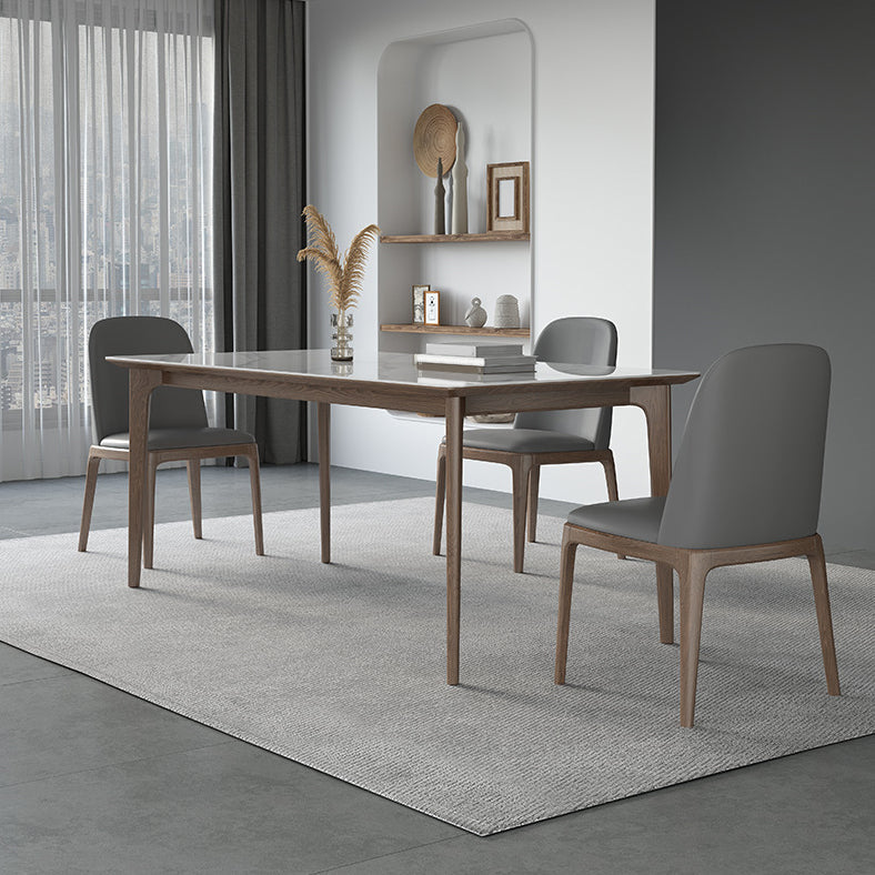Modern Sintered Stone Top Dining Set Rectangle 1/2/3/4/5/7 Pieces Wooden Table Set