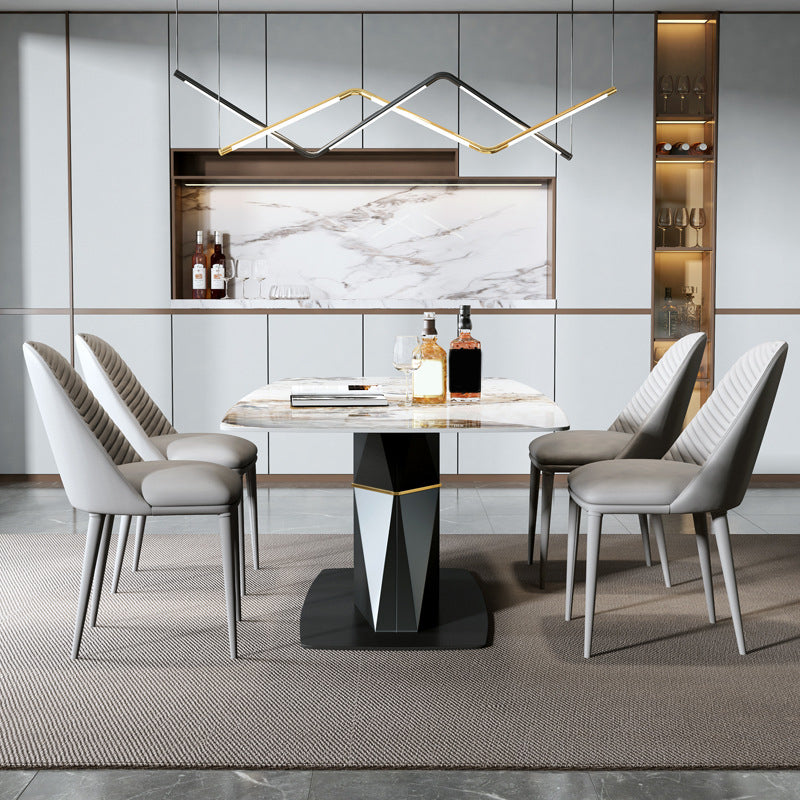 Modern Sintered Stone Top Dining Set Rectangle 1/2/5/7 Pieces Dinette Table Set 5 Pieces: Table, 4 Chairs Clearhalo 'Dining Room Sets' 'Dining Tables & Seating' 'dining_room_set' 'furn' 'furn_dining_room_set' 'Furniture' 'Kitchen & Dining Furniture' 5446390