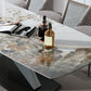 Modern Sintered Stone Top Dining Set Rectangle 1/2/5/7 Pieces Dinette Table Set Clearhalo 'Dining Room Sets' 'Dining Tables & Seating' 'dining_room_set' 'furn' 'furn_dining_room_set' 'Furniture' 'Kitchen & Dining Furniture' 5446394
