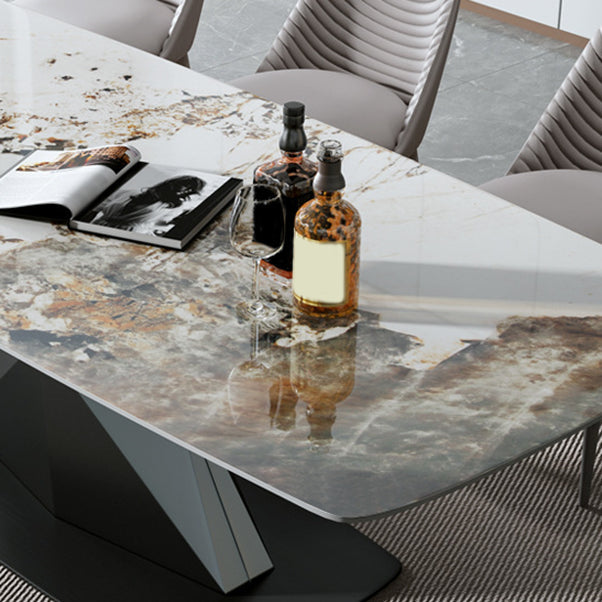 Modern Sintered Stone Top Dining Set Rectangle 1/2/5/7 Pieces Dinette Table Set Clearhalo 'Dining Room Sets' 'Dining Tables & Seating' 'dining_room_set' 'furn' 'furn_dining_room_set' 'Furniture' 'Kitchen & Dining Furniture' 5446394