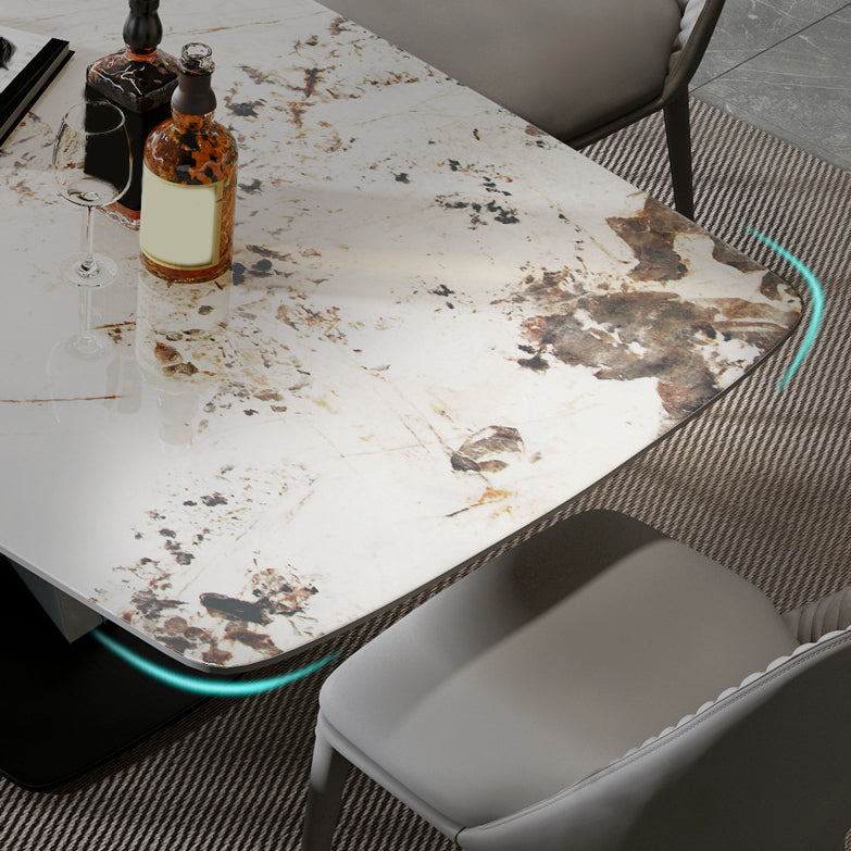 Modern Sintered Stone Top Dining Set Rectangle 1/2/5/7 Pieces Dinette Table Set Clearhalo 'Dining Room Sets' 'Dining Tables & Seating' 'dining_room_set' 'furn' 'furn_dining_room_set' 'Furniture' 'Kitchen & Dining Furniture' 5446395