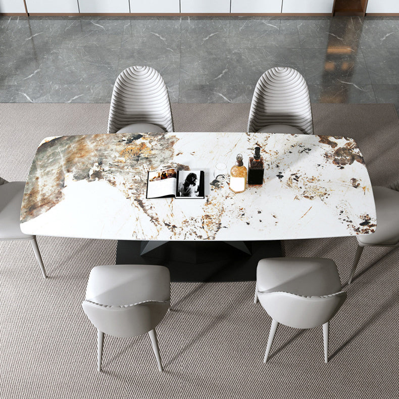 Modern Sintered Stone Top Dining Set Rectangle 1/2/5/7 Pieces Dinette Table Set Clearhalo 'Dining Room Sets' 'Dining Tables & Seating' 'dining_room_set' 'furn' 'furn_dining_room_set' 'Furniture' 'Kitchen & Dining Furniture' 5446397