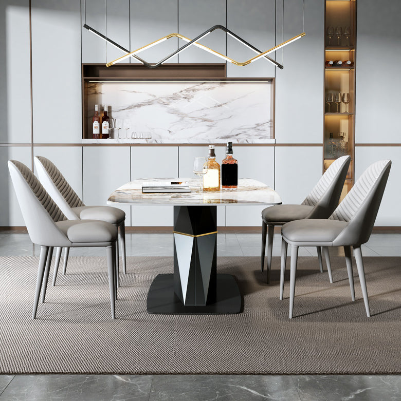Modern Sintered Stone Top Dining Set Rectangle 1/2/5/7 Pieces Dinette Table Set Clearhalo 'Dining Room Sets' 'Dining Tables & Seating' 'dining_room_set' 'furn' 'furn_dining_room_set' 'Furniture' 'Kitchen & Dining Furniture' 5446398