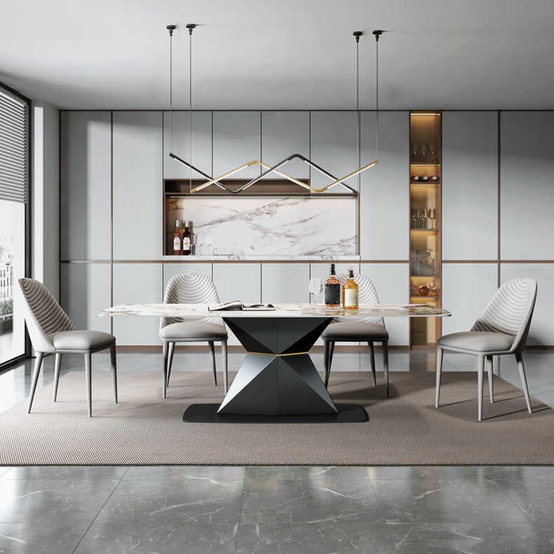 Modern Sintered Stone Top Dining Set Rectangle 1/2/5/7 Pieces Dinette Table Set Clearhalo 'Dining Room Sets' 'Dining Tables & Seating' 'dining_room_set' 'furn' 'furn_dining_room_set' 'Furniture' 'Kitchen & Dining Furniture' 5446399