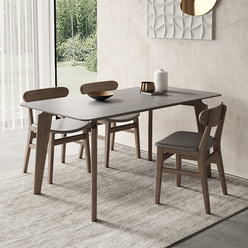 Moderne eetset 1/3/4/5/6 stuks houten eettafel met armloze stoel