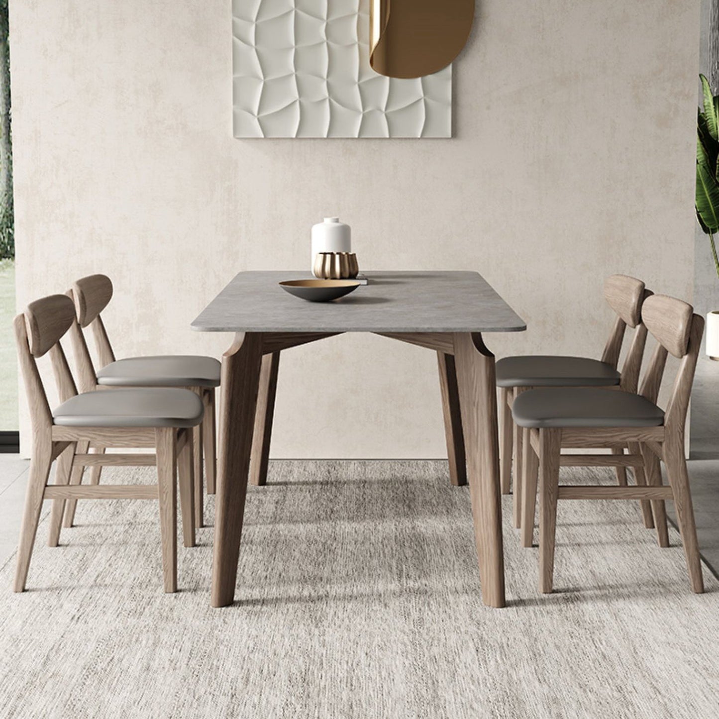 Moderne eetset 1/3/4/5/6 stuks houten eettafel met armloze stoel
