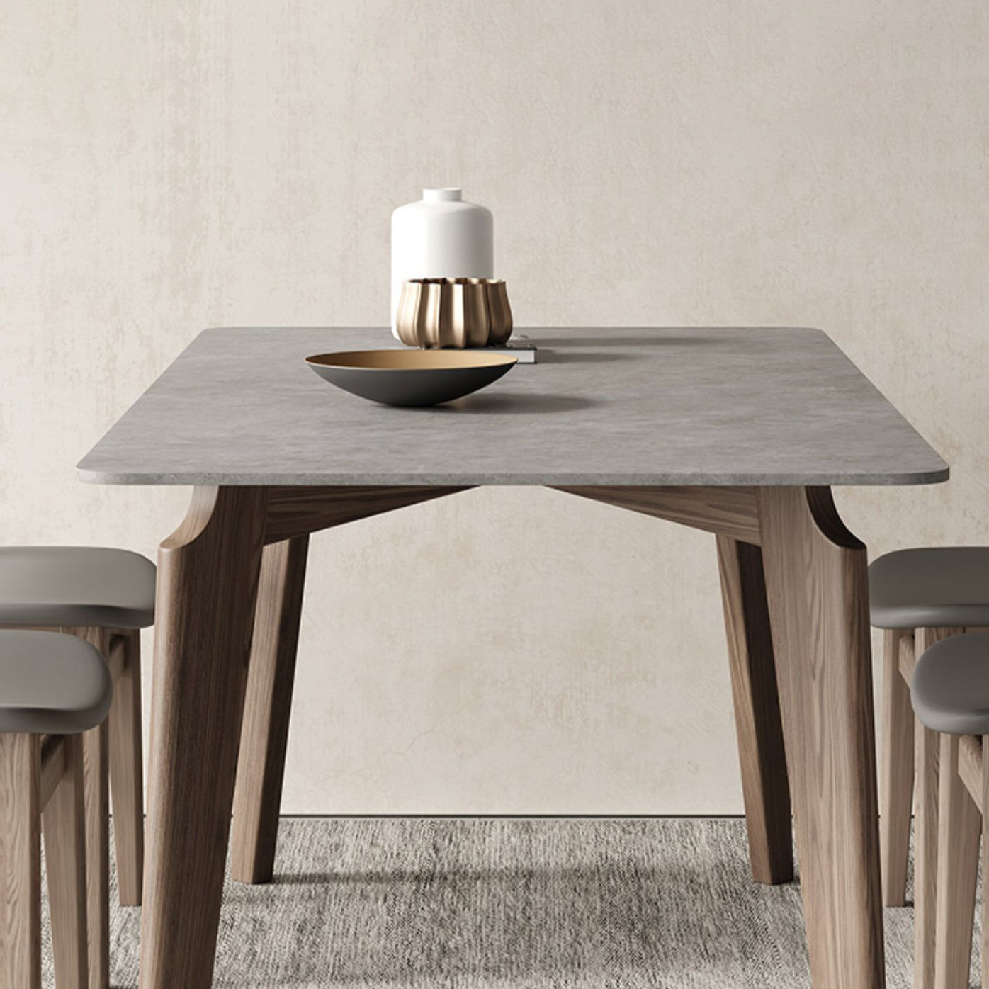 Moderne eetset 1/3/4/5/6 stuks houten eettafel met armloze stoel
