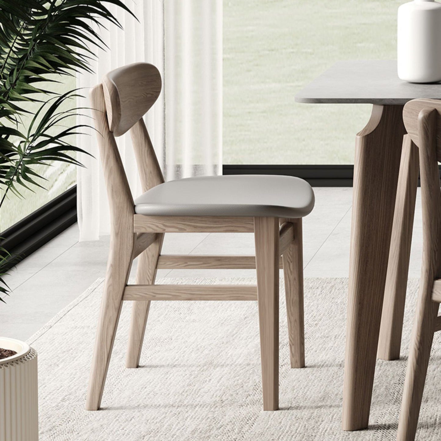 Moderne eetset 1/3/4/5/6 stuks houten eettafel met armloze stoel