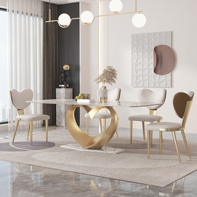 Luxury Sintered Stone Top Dining Set Rectangle 1/4/5/7/9 Pieces Dinette Table Set Clearhalo 'Dining Room Sets' 'Dining Tables & Seating' 'dining_room_set' 'furn' 'furn_dining_room_set' 'Furniture' 'Kitchen & Dining Furniture' 5446419