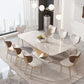 Luxury Sintered Stone Top Dining Set Rectangle 1/4/5/7/9 Pieces Dinette Table Set 9 Pieces: Table, 8 Chairs Clearhalo 'Dining Room Sets' 'Dining Tables & Seating' 'dining_room_set' 'furn' 'furn_dining_room_set' 'Furniture' 'Kitchen & Dining Furniture' 5446420