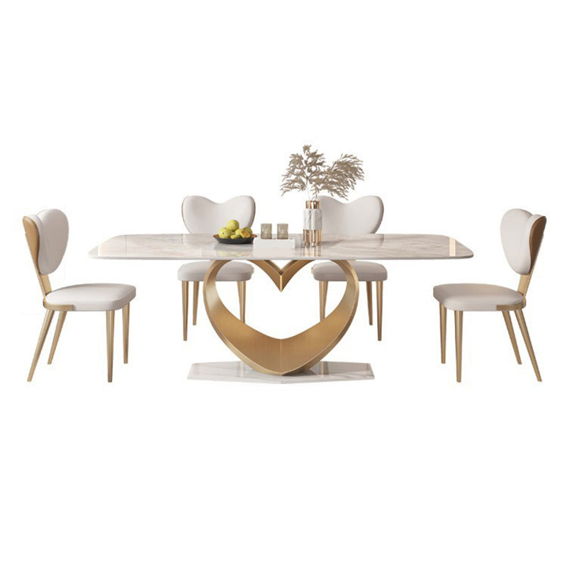 Luxury Sintered Stone Top Dining Set Rectangle 1/4/5/7/9 Pieces Dinette Table Set 5 Pieces: Table, 4 Chairs Clearhalo 'Dining Room Sets' 'Dining Tables & Seating' 'dining_room_set' 'furn' 'furn_dining_room_set' 'Furniture' 'Kitchen & Dining Furniture' 5446423