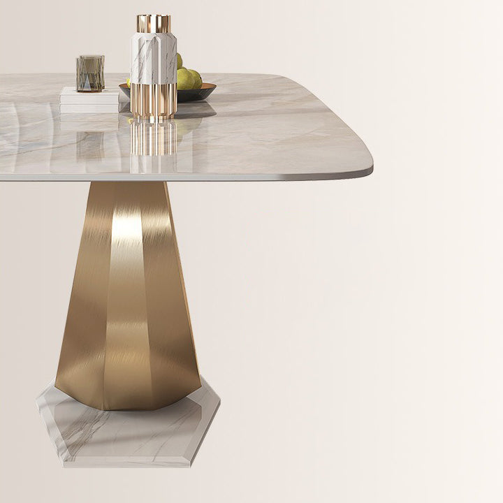 Luxury Sintered Stone Top Dining Set Rectangle 1/4/5/7/9 Pieces Dinette Table Set Clearhalo 'Dining Room Sets' 'Dining Tables & Seating' 'dining_room_set' 'furn' 'furn_dining_room_set' 'Furniture' 'Kitchen & Dining Furniture' 5446432