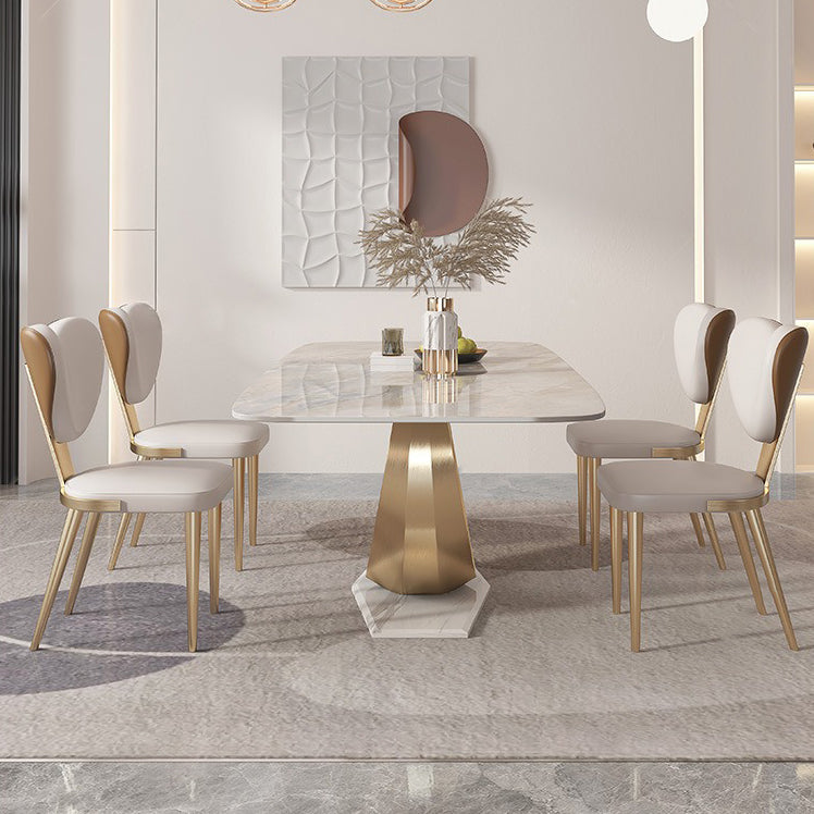 Luxury Sintered Stone Top Dining Set Rectangle 1/4/5/7/9 Pieces Dinette Table Set Clearhalo 'Dining Room Sets' 'Dining Tables & Seating' 'dining_room_set' 'furn' 'furn_dining_room_set' 'Furniture' 'Kitchen & Dining Furniture' 5446434