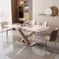 Modern Sintered Stone Top Dining Set Rectangle 1/2/5/7 Pieces Dinette Table Set in Gold 5 Pieces: Table, 4 Chairs Clearhalo 'Dining Room Sets' 'Dining Tables & Seating' 'dining_room_set' 'furn' 'furn_dining_room_set' 'Furniture' 'Kitchen & Dining Furniture' 5446478