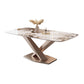 Modern Sintered Stone Top Dining Set Rectangle 1/2/5/7 Pieces Dinette Table Set in Gold Clearhalo 'Dining Room Sets' 'Dining Tables & Seating' 'dining_room_set' 'furn' 'furn_dining_room_set' 'Furniture' 'Kitchen & Dining Furniture' 5446479