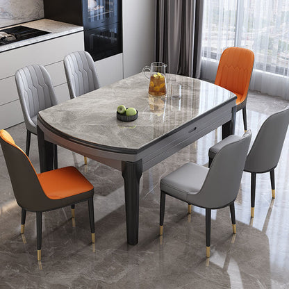Sintered Stone Top Table 4 Legs Drop-Leaf Dining Table for Kitchen Gray Without Chairs Clearhalo 'Dining Tables & Seating' 'Dining Tables' 'dining_table' 'furn' 'furn_dining_table' 'Furniture' 'Kitchen & Dining Furniture' 5446523