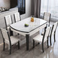 Sintered Stone Top Table 4 Legs Drop-Leaf Dining Table for Kitchen White 59.1"L x 35.4"W x 29.9"H Without Chairs Clearhalo 'Dining Tables & Seating' 'Dining Tables' 'dining_table' 'furn' 'furn_dining_table' 'Furniture' 'Kitchen & Dining Furniture' 5446525
