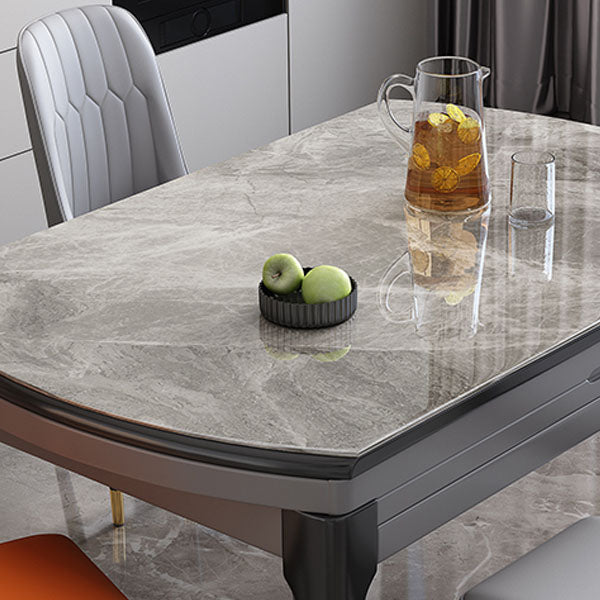 Sintered Stone Top Table 4 Legs Drop-Leaf Dining Table for Kitchen Clearhalo 'Dining Tables & Seating' 'Dining Tables' 'dining_table' 'furn' 'furn_dining_table' 'Furniture' 'Kitchen & Dining Furniture' 5446529
