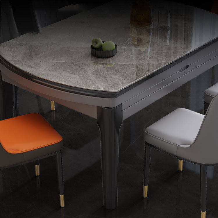 Sintered Stone Top Table 4 Legs Drop-Leaf Dining Table for Kitchen Clearhalo 'Dining Tables & Seating' 'Dining Tables' 'dining_table' 'furn' 'furn_dining_table' 'Furniture' 'Kitchen & Dining Furniture' 5446530