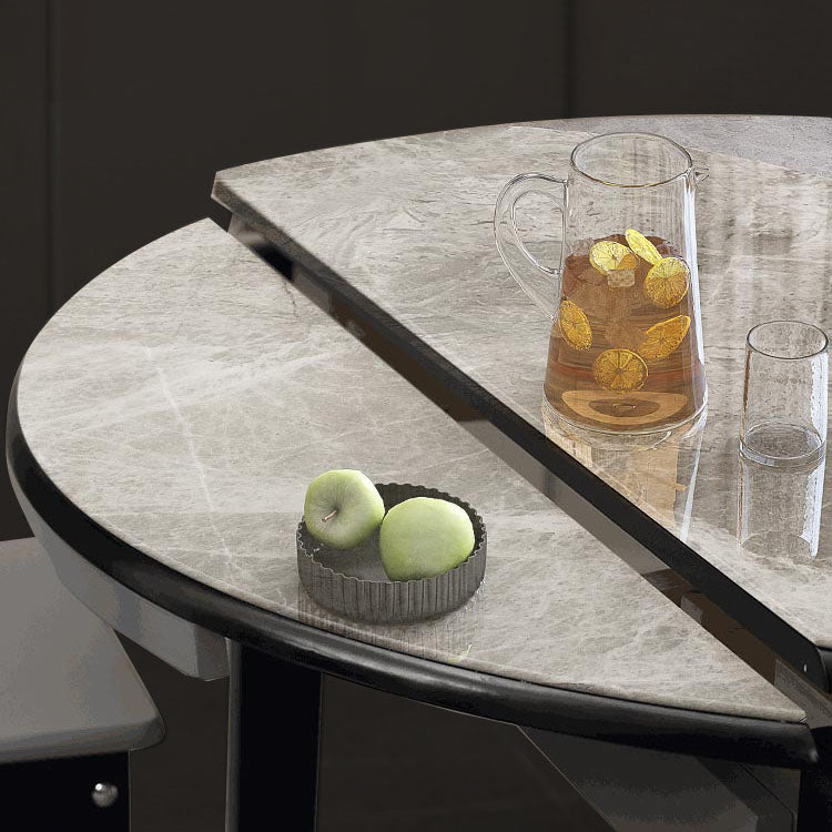 Sintered Stone Top Table 4 Legs Drop-Leaf Dining Table for Kitchen Clearhalo 'Dining Tables & Seating' 'Dining Tables' 'dining_table' 'furn' 'furn_dining_table' 'Furniture' 'Kitchen & Dining Furniture' 5446531