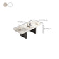Rectangle Double Pedestal Table Modern Stone Top Black Base Dining Site Table Clearhalo 'Dining Tables & Seating' 'Dining Tables' 'dining_table' 'furn' 'furn_dining_table' 'Furniture' 'Kitchen & Dining Furniture' 5446572