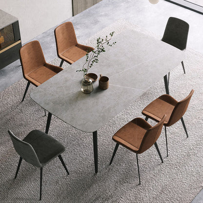 Black Metal Frame Industrial Rectangle Dining Table Sintered Stone Table for Dining Room Gray Without Chairs Clearhalo 'Dining Tables & Seating' 'Dining Tables' 'dining_table' 'furn' 'furn_dining_table' 'Furniture' 'Kitchen & Dining Furniture' 5446596