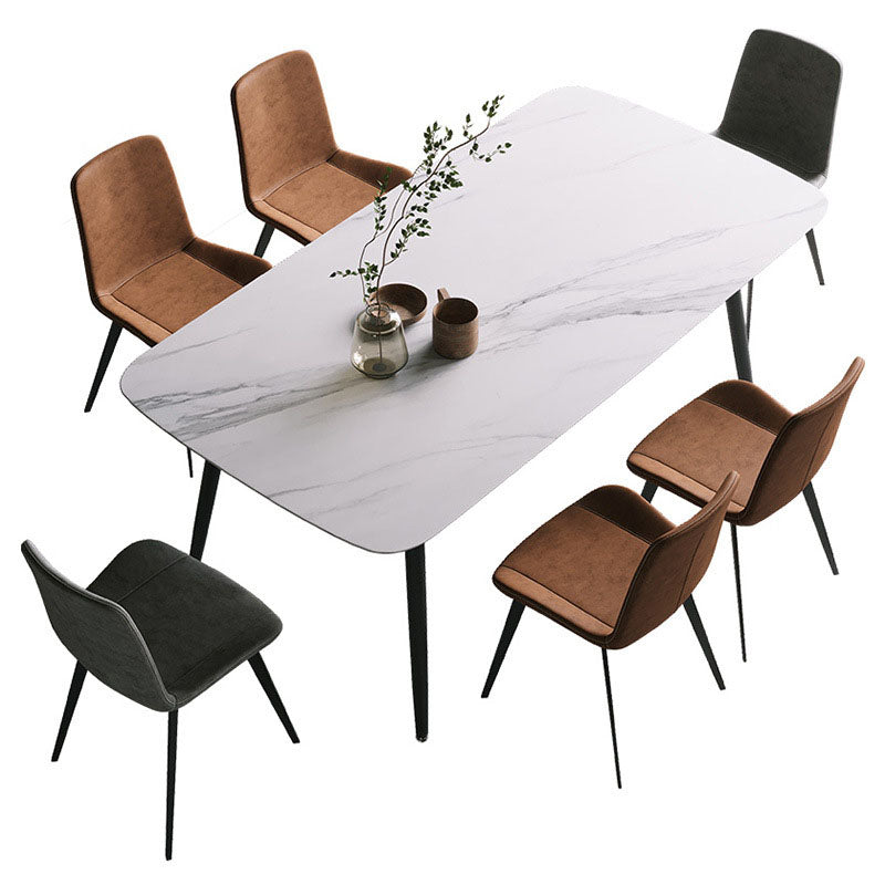 Black Metal Frame Industrial Rectangle Dining Table Sintered Stone Table for Dining Room Clearhalo 'Dining Tables & Seating' 'Dining Tables' 'dining_table' 'furn' 'furn_dining_table' 'Furniture' 'Kitchen & Dining Furniture' 5446597