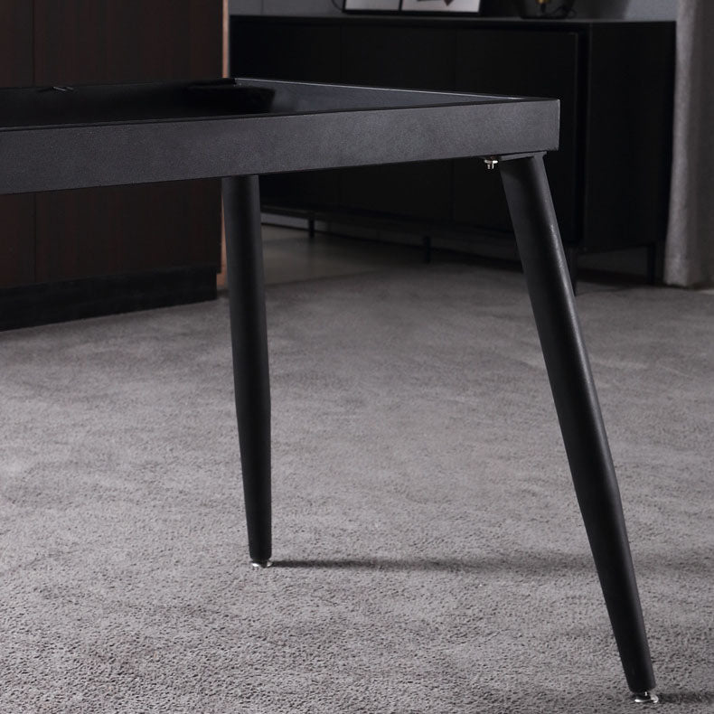 Black Metal Frame Industrial Rectangle Dining Table Sintered Stone Table for Dining Room Clearhalo 'Dining Tables & Seating' 'Dining Tables' 'dining_table' 'furn' 'furn_dining_table' 'Furniture' 'Kitchen & Dining Furniture' 5446598