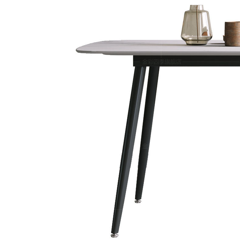 Black Metal Frame Industrial Rectangle Dining Table Sintered Stone Table for Dining Room Clearhalo 'Dining Tables & Seating' 'Dining Tables' 'dining_table' 'furn' 'furn_dining_table' 'Furniture' 'Kitchen & Dining Furniture' 5446600