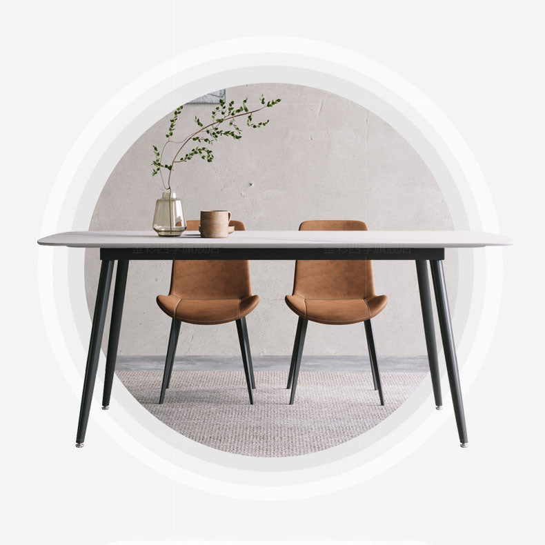 Black Metal Frame Industrial Rectangle Dining Table Sintered Stone Table for Dining Room Clearhalo 'Dining Tables & Seating' 'Dining Tables' 'dining_table' 'furn' 'furn_dining_table' 'Furniture' 'Kitchen & Dining Furniture' 5446603