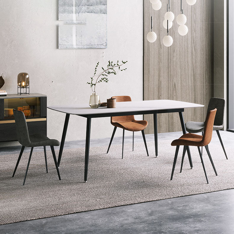 Black Metal Frame Industrial Rectangle Dining Table Sintered Stone Table for Dining Room Clearhalo 'Dining Tables & Seating' 'Dining Tables' 'dining_table' 'furn' 'furn_dining_table' 'Furniture' 'Kitchen & Dining Furniture' 5446604