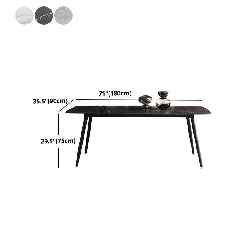 Black Metal Frame Industrial Rectangle Dining Table Sintered Stone Table for Dining Room Clearhalo 'Dining Tables & Seating' 'Dining Tables' 'dining_table' 'furn' 'furn_dining_table' 'Furniture' 'Kitchen & Dining Furniture' 5446609