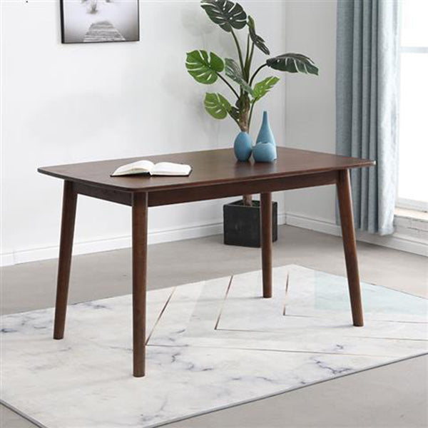 Brown Solid Wood Dining Table Modern Rectangular Furniture with 4 Legs for Office