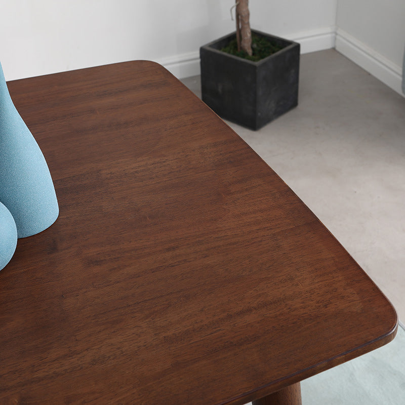 Brown Solid Wood Dining Table Modern Rectangular Furniture with 4 Legs for Office