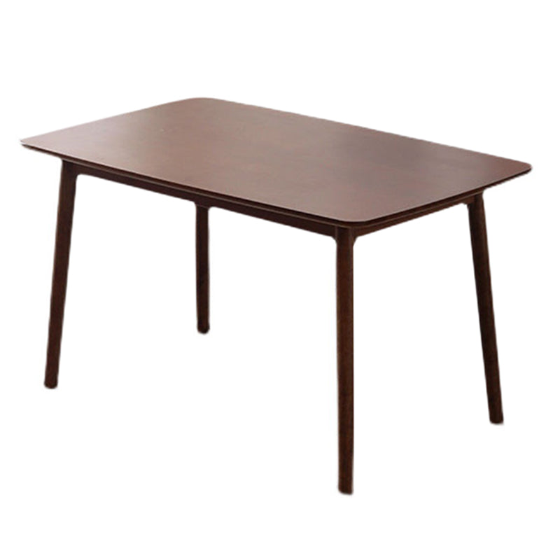 Brown Solid Wood Dining Table Modern Rectangular Furniture with 4 Legs for Office