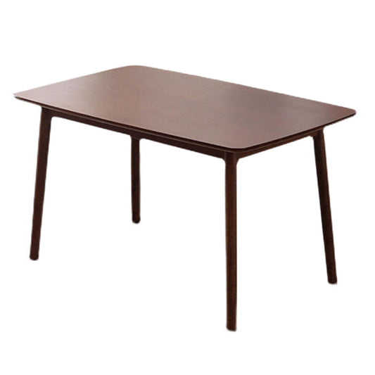 Brown Solid Wood Dining Table Modern Rectangular Furniture with 4 Legs for Office Walnut Without Chairs