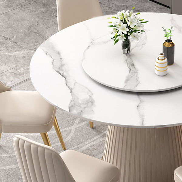 Modern Dinning Table with White Marble Round Dining Table for Kitchen Clearhalo 'Dining Tables & Seating' 'Dining Tables' 'dining_table' 'furn' 'furn_dining_table' 'Furniture' 'Kitchen & Dining Furniture' 5446667