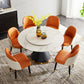Modern Stone Round Table Standard Height Dining Room Table with Pedestal Base