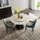Modern Stone Round Table Standard Height Dining Room Table with Pedestal Base