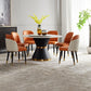 Modern Stone Round Table Standard Height Dining Room Table with Pedestal Base