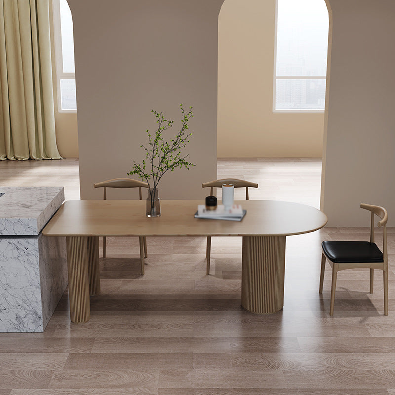 Solid Wood Contemporary Free Form Dining Table Pine Wood Top Table with 3 Legs