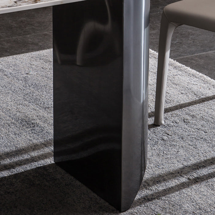 Tavolo in pietra sinterizzato per il ristorante tavolo da pranzo industriale industriale con doppio piedistallo