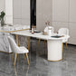 Traditional Luxury Stone Table Double Pedestal Furniture for Dining Room
