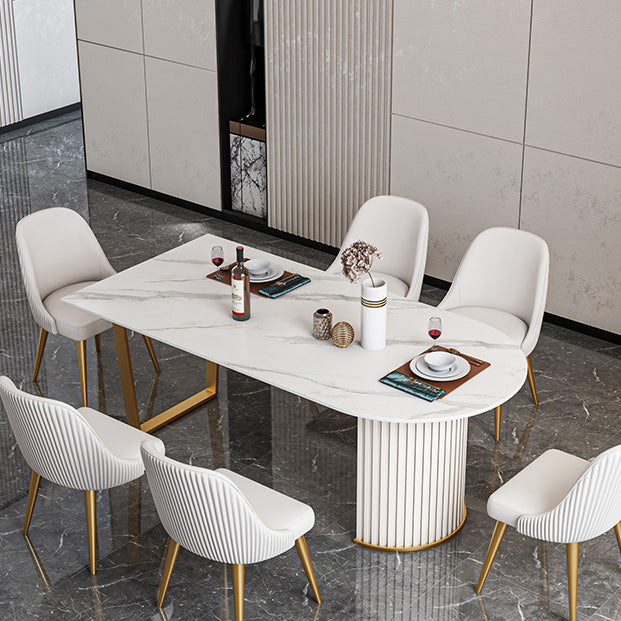 Traditional Luxury Stone Table Double Pedestal Furniture for Dining Room