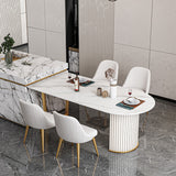 Traditional Luxury Stone Table Double Pedestal Furniture for Dining Room