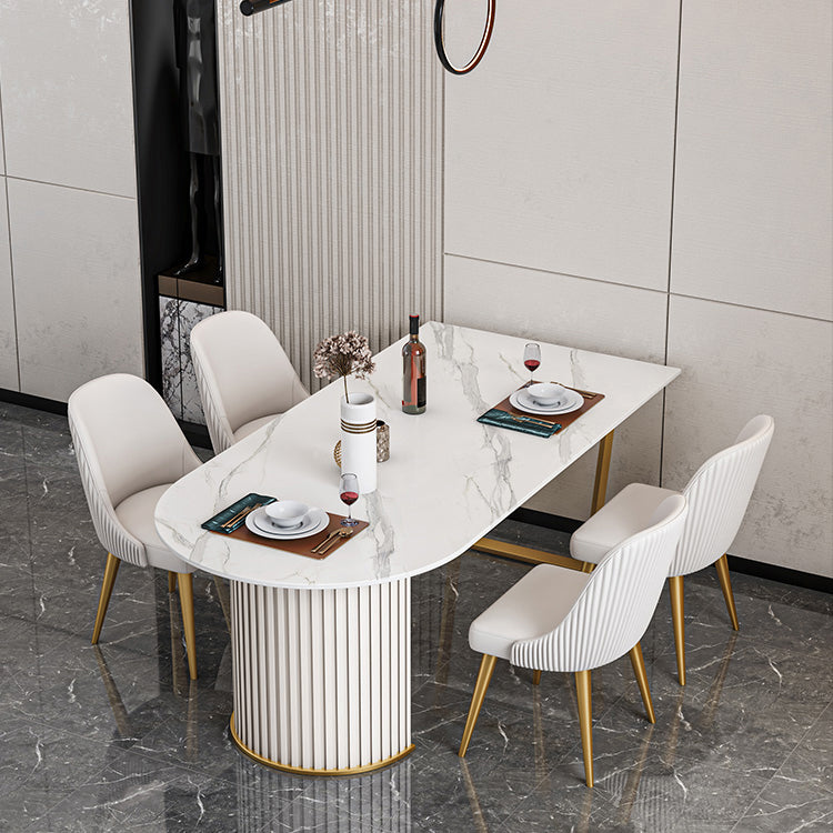 Traditional Luxury Stone Table Double Pedestal Furniture for Dining Room