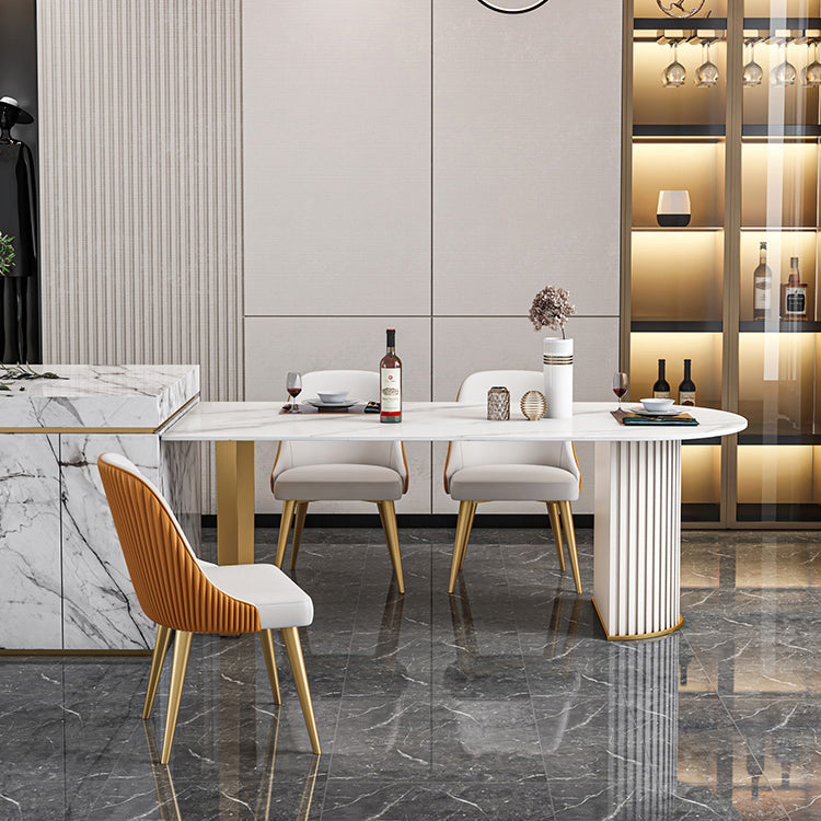 Traditional Luxury Stone Table Double Pedestal Furniture for Dining Room