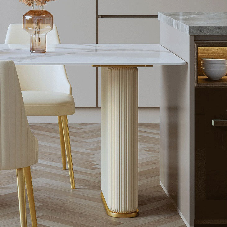 Metal Traditional Luxury Indoor Table Sintered Stone Free Form Table with Double Pedestal